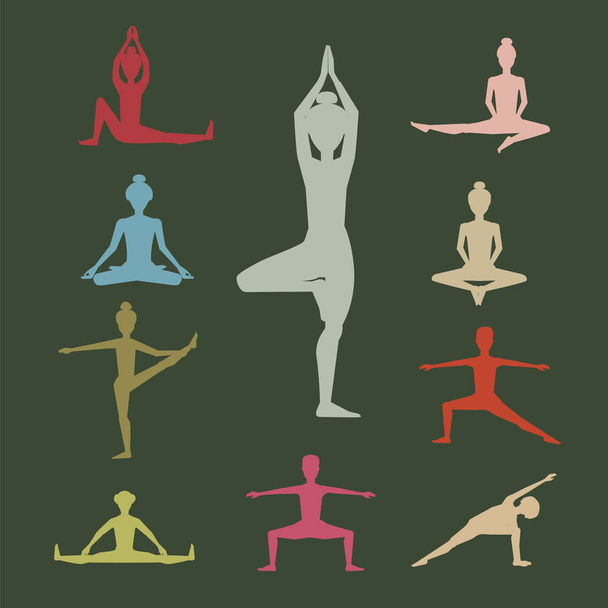 ioga poses set. ilustração vetorial
 - Vetor, Imagem