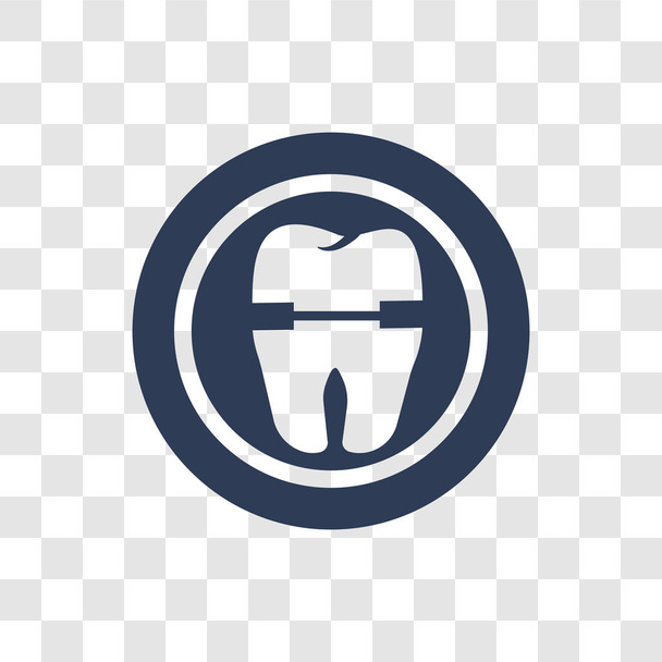 zub s kovovou kořenovou ikonu. Módní zub s konceptem kovové kořenové logo na průhledném pozadí od zubaře kolekce - Vektor, obrázek