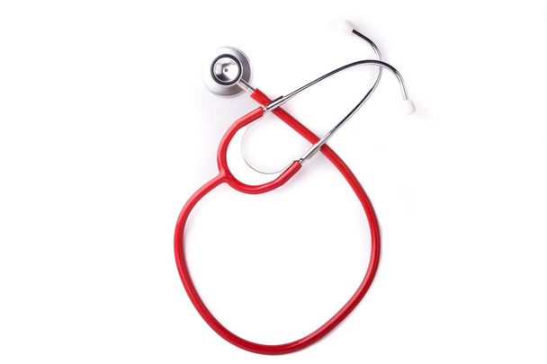 Stethoscope On White Background with selective focus and crop fragment - Photo, Image