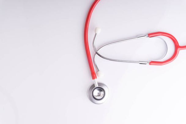 Stethoscope On White Background with selective focus and crop fragment - Zdjęcie, obraz