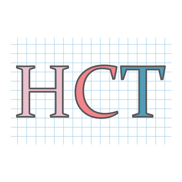 HCT (Hematocrit) acronym on checkered paper sheet- vector illustration - Vector, Image