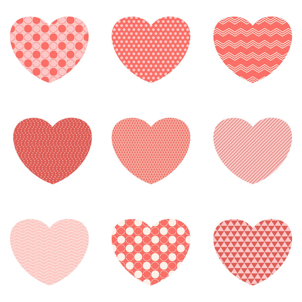 Geometric seamless pattern of vector flat hearts - Vector, Image