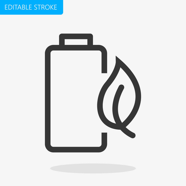 Battery Save Energy Leaf Bio icon Pixel Perfect Editable Stroke Vector - Vector, Image