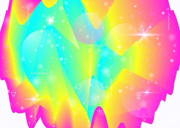 Vibrant gradients on rainbow background. Holographic dynamic fluid. Cosmos hologram. - Вектор,изображение