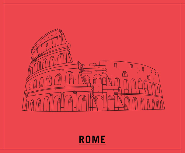 Coliseum rome.hand drawn sketch - Vector, Image