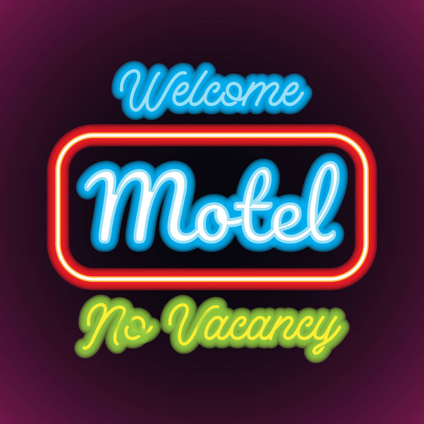hotel motel neon sign plank. ilustración vectorial
 - Vector, imagen