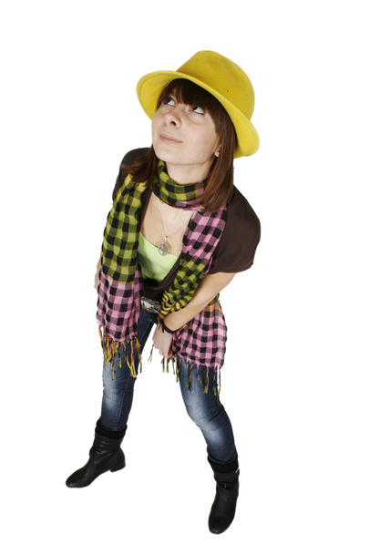 Girl in yellow hat - Foto, afbeelding