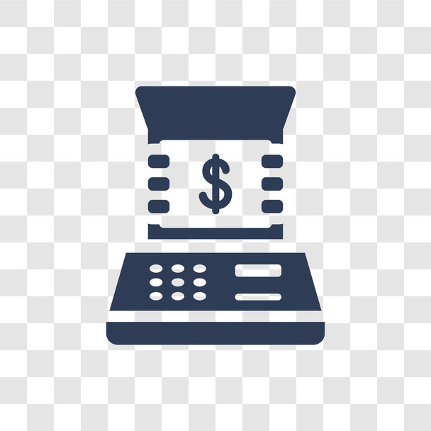 現金自動支払機のアイコン。Cryptocurrency の経済と金融のコレクションから透明な背景にトレンディな現金自動支払機のロゴのコンセプト - ベクター画像