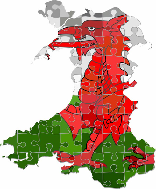 Wales kaart gemaakt van puzzel achtergrond - afbeelding - Vector, afbeelding