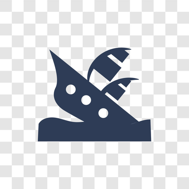 難破船のアイコン。おとぎ話のコレクションから透明な背景にトレンディな難破船ロゴのコンセプト - ベクター画像