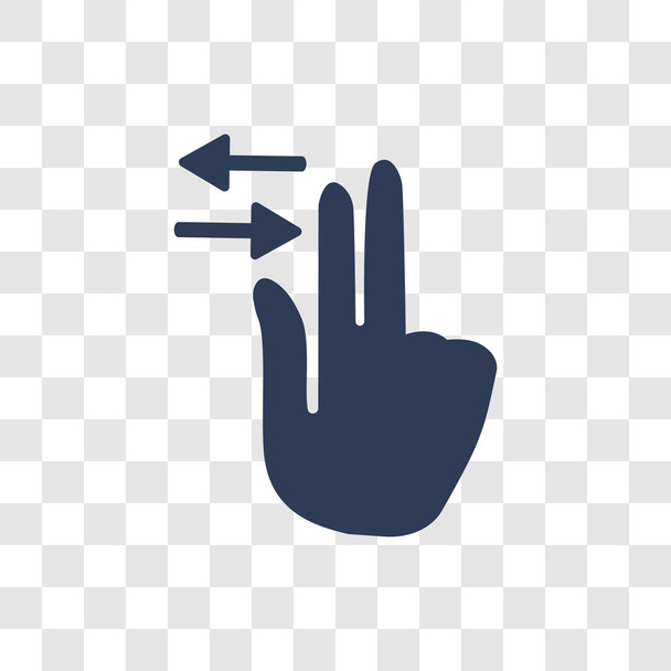 Yatay kaydırma jest simgesi. Modaya uygun yatay kaydırma hareketi logo kavramı eller koleksiyonundan şeffaf arka plan üzerinde - Vektör, Görsel