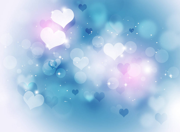 Sevgililer günü tebrik kutlama kartı bulanık kalp şekilleri ve ışıklar - Fotoğraf, Görsel