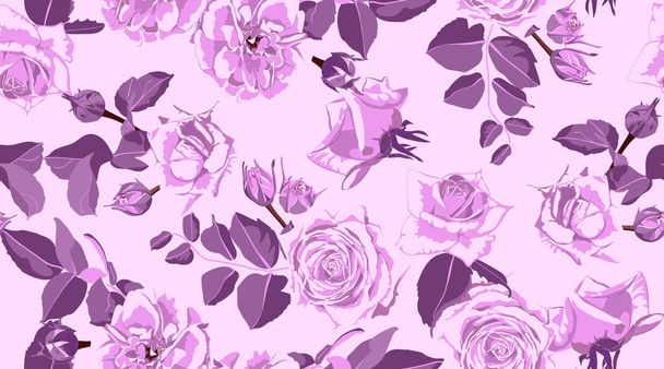 Varrat nélküli Rose Pattern, rusztikus virágos háttér. - Vektor, kép