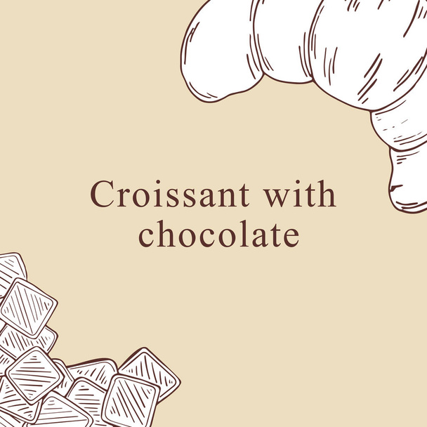 Croissant vektori kuvitus sarjakuva tyyliin. Täydellinen menu, kortti, laukku suunnittelu
 - Vektori, kuva