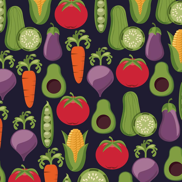 healthy food vegetables fresh seamless pattern - Vector, Image