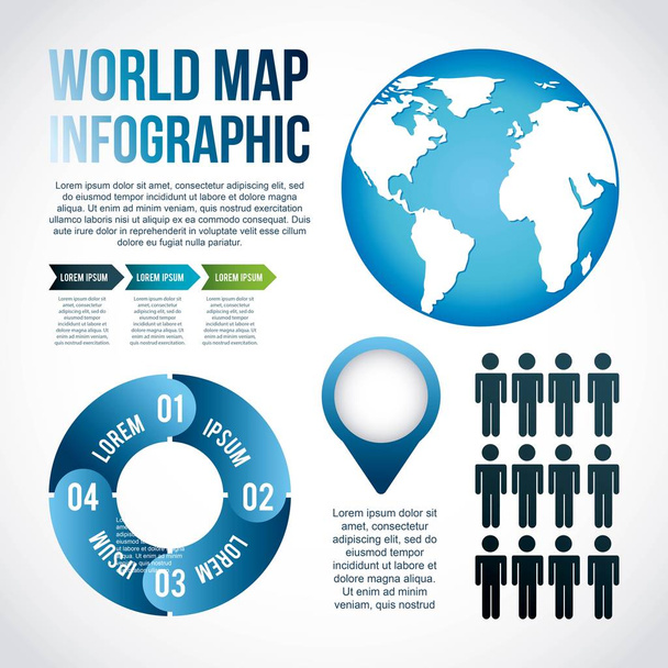 world map infographic chart population - Vector, Imagen