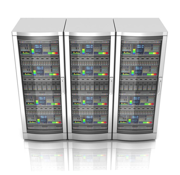 síťové servery pracovní stanice 3D ilustrace izolované na bílém pozadí - Fotografie, Obrázek