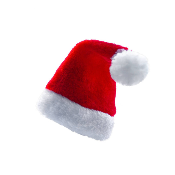 Sombrero Santa rojo aislado en fondo blanco
. - Foto, Imagen