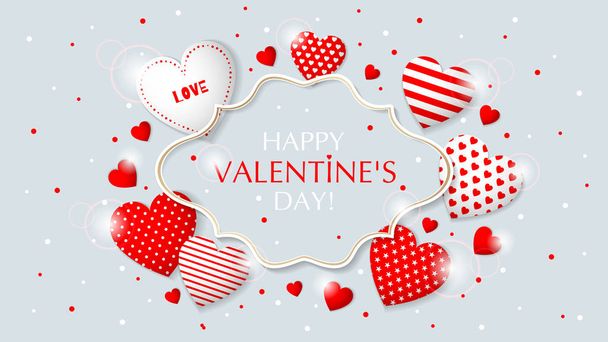 This is Valentine s Day frame with hearts - Vector, imagen