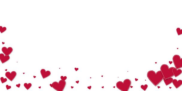 A vörös szív szereti a konfettit. Valentin-nap esik  - Vektor, kép