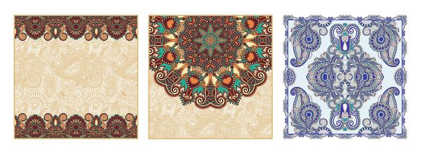 Traditional ornamental floral paisley bandanna set - Vector, Image