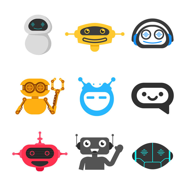 Set moderno chatbot y robot retro icono concepto ilustración aislado sobre fondo blanco
 - Vector, imagen