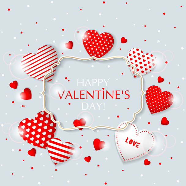 This is Valentine s Day frame with hearts. - Вектор, зображення