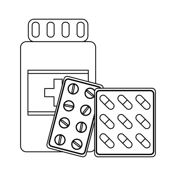 Медицинские и медицинские элементы черно-белые
 - Вектор,изображение