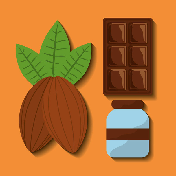chocolate set icons cocoa food sweet - Vector, Image