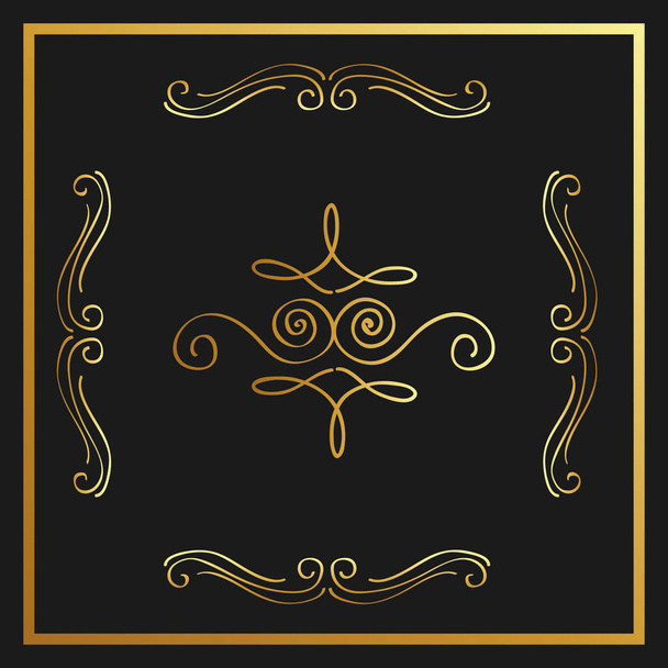 Golden kalligrafikus virágzik dekoratív dísze design elem örvény - Vektor, kép