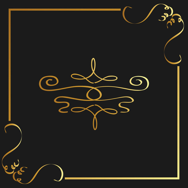 golden calligraphic flourishes decorative ornament design element swirl - Vector, imagen