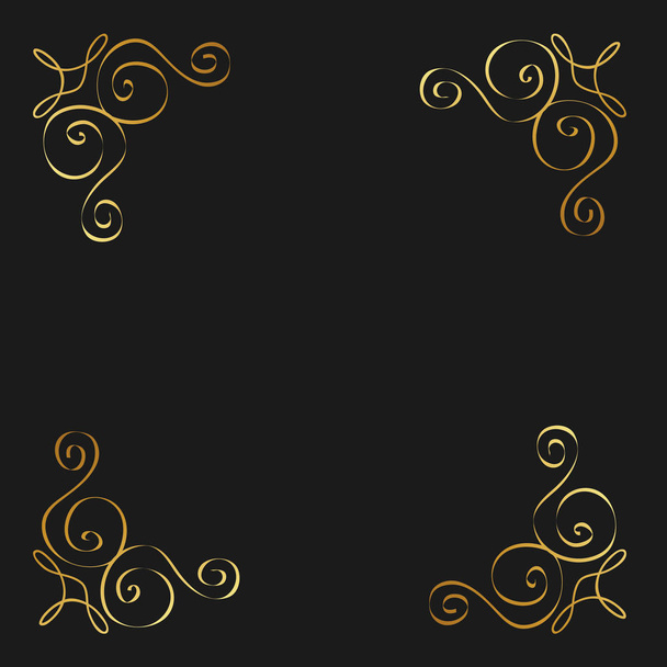 golden calligraphic flourishes decorative ornament design element swirl - Vector, Image