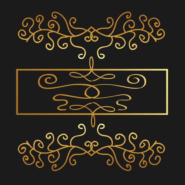 Golden kalligrafikus virágzik dekoratív dísze design elem örvény - Vektor, kép
