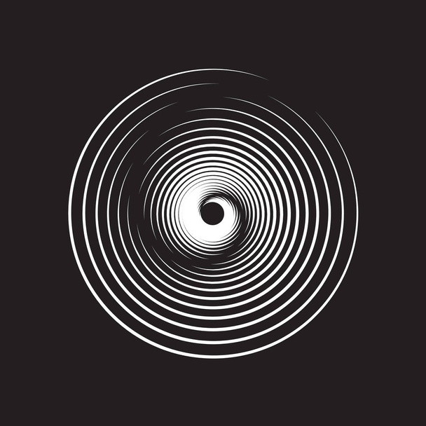 Концентрические элементы окружности. Абстрактный рисунок круга. Черно-белая графика. EPS
 - Вектор,изображение