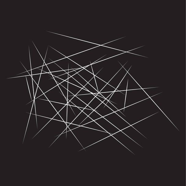 Náhodné protínajících se čar geometrický vzor. Abstraktní geometrické černobílé textury, vzor - Vektor, obrázek