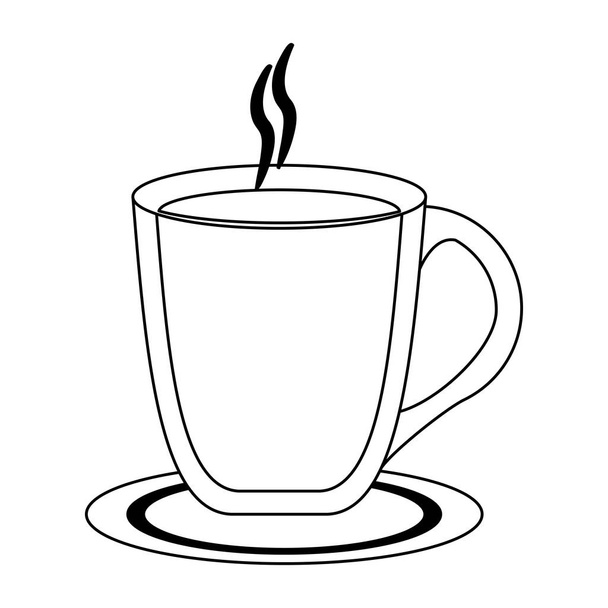 Sıcak kahve içmek cam fincan siyah beyaz - Vektör, Görsel