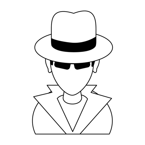 Злодій хакер аватар символ в чорно-білому
 - Вектор, зображення