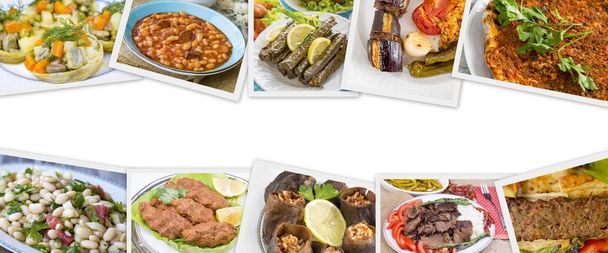 Traditional delicious Turkish foods various collage concept photo. - Photo, Image