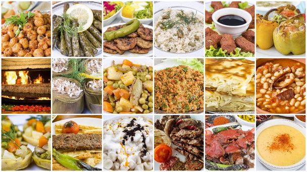 Comidas turcas deliciosas tradicionales varios collage concepto foto
. - Foto, Imagen
