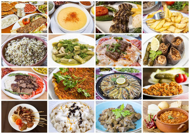 Traditional delicious Turkish foods various collage concept photo. - Photo, Image