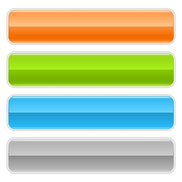 Цветная глянцевая пустая длинная панель кнопок с тенью на белом
 - Вектор,изображение