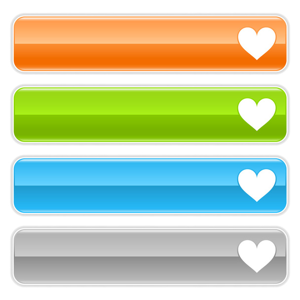Heart sign web 2.0 navigation panel. Colored glossy internet buttons with shadow on white background - Vektor, kép