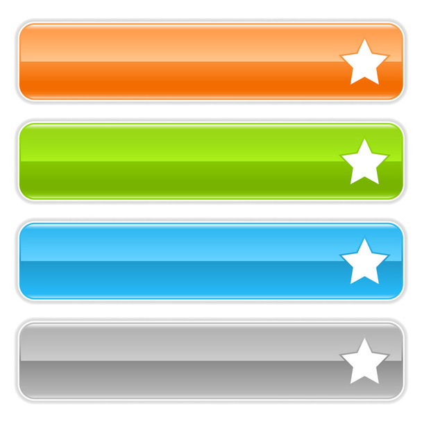 Star sign web 2.0 navigation panel. Colored glossy internet buttons with shadow on white background - Vector, Image
