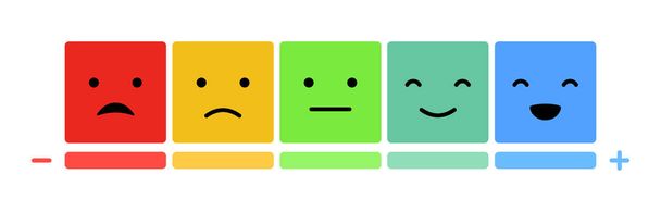 Emoticons διάθεση κλίμακα πολύχρωμα - Διάνυσμα, εικόνα