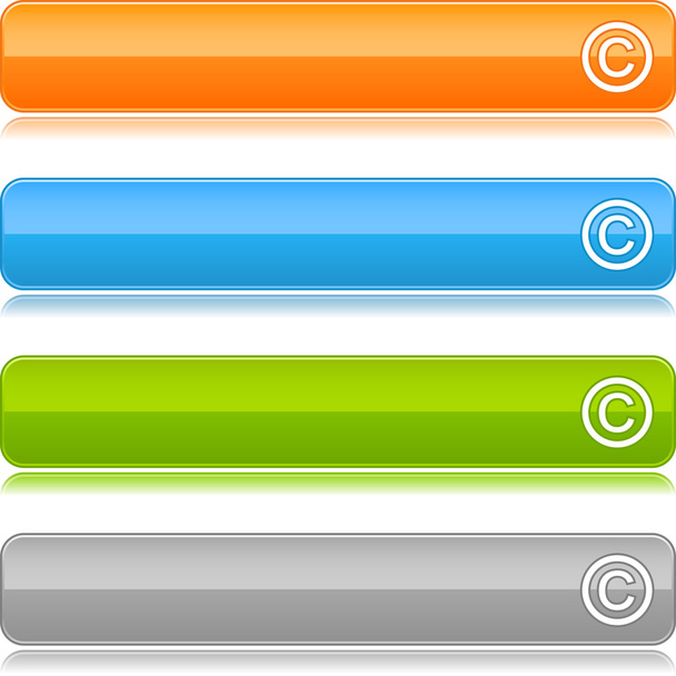 Кольорова глянцева закруглена веб-сторона прямокутника зі знаком авторського права з кольоровим відображенням на чорному тлі
 - Вектор, зображення