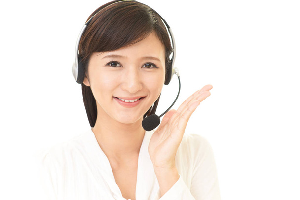 uśmiechający się call center operatora - Zdjęcie, obraz