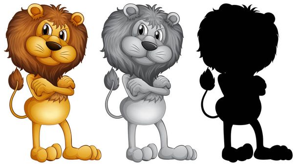 Set of male lion standing illustration - Vector, Image