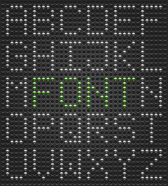 Alphabet digital font. Metal buttons on black dotted perforated texture background. Easy and quick editing. This file saved in a format 10 eps and contains graphic styles - Vector, Image