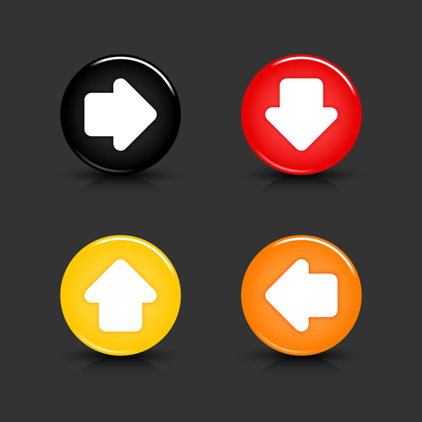 矢印記号を持つ着色された web 2.0 ボタン。灰色の反射と灰色の黒い影を持つラウンド形状。10 の eps - ベクター画像