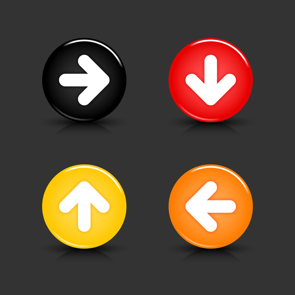 χρωματιστά web κουμπί με το βέλος σύμβολο. στρογγυλά σχήματα με αντανάκλαση και σκιά στις το γκρι. 10 eps - Διάνυσμα, εικόνα